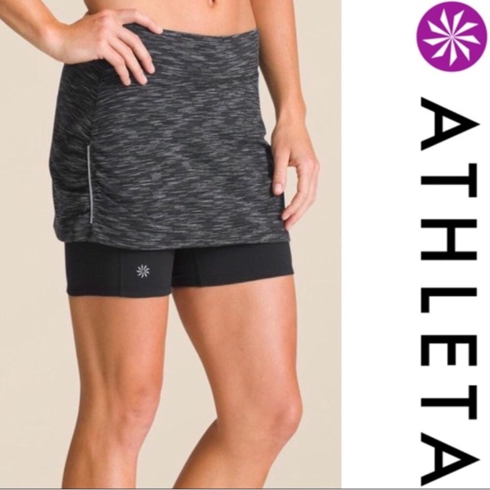 Athleta Black Spacedye Contender 2-in-1 Skort